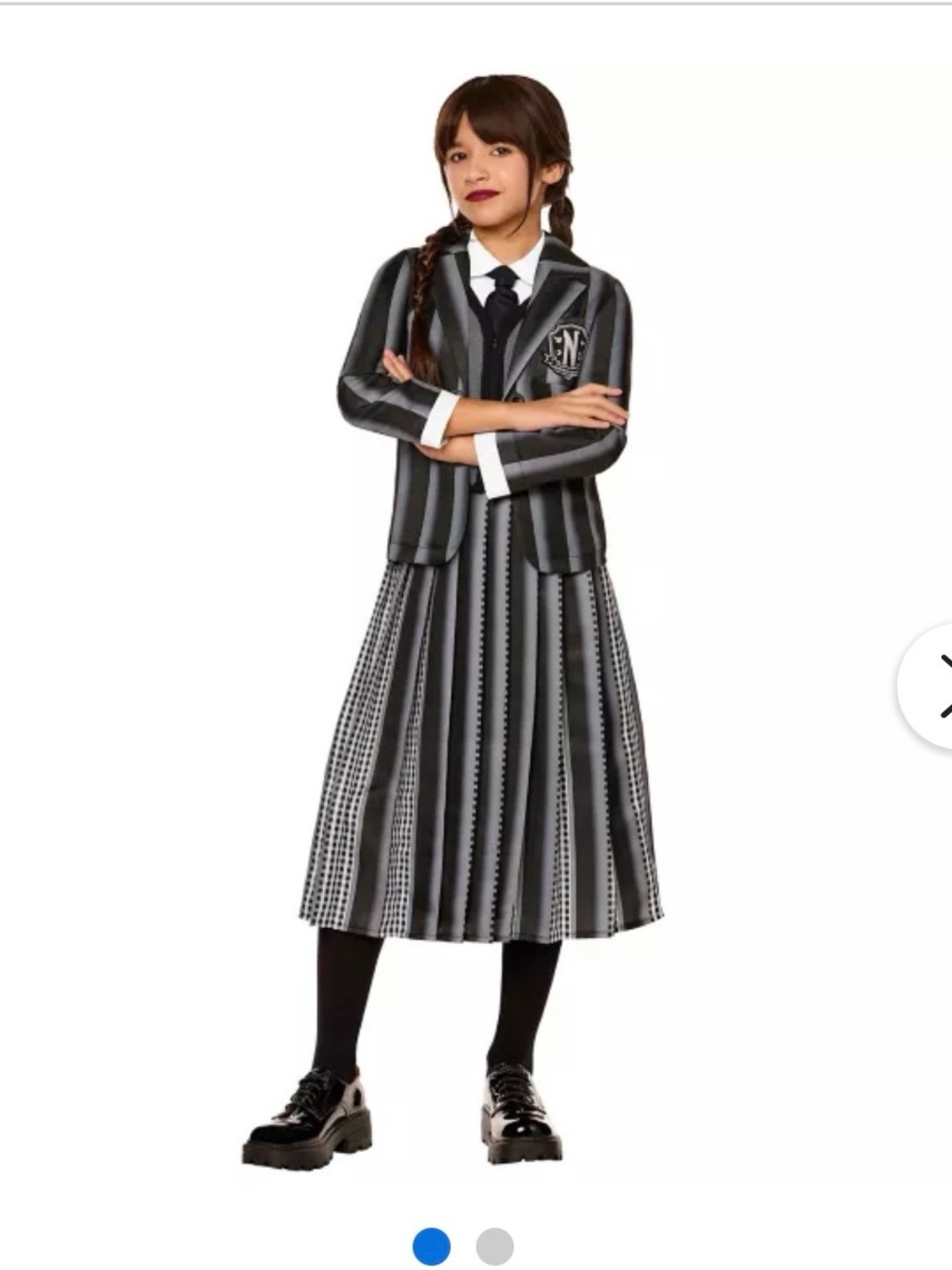 Spirit Girls Black and Gray Striped Wednesday Academy Costume
